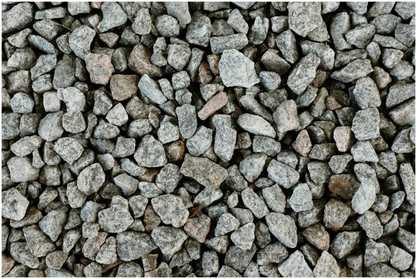 Granite gravel stones viewed from above, showcasin