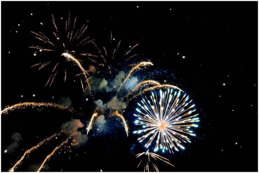 Vibrant fireworks illuminate the night sky, celebr