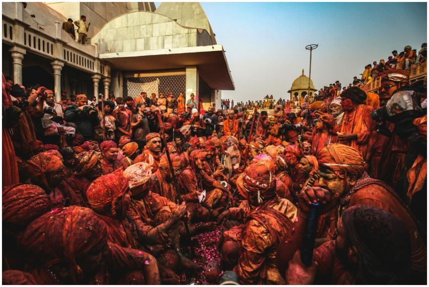 Vibrant celebration of Holi in India with colorful