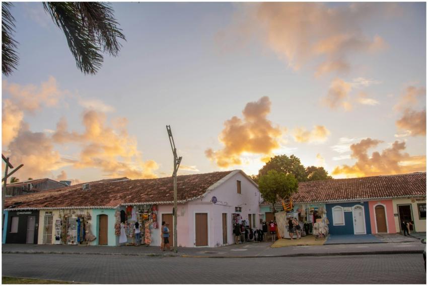 Colorful colonial-style houses at sunset in Porto