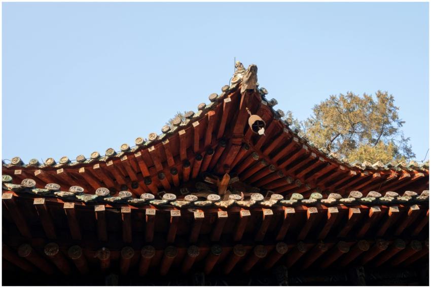 Close-up of a traditional Asian roof with intricat
