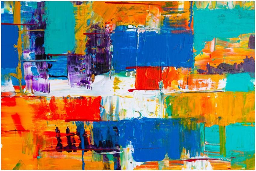 Colorful abstract acrylic painting with vivid patt