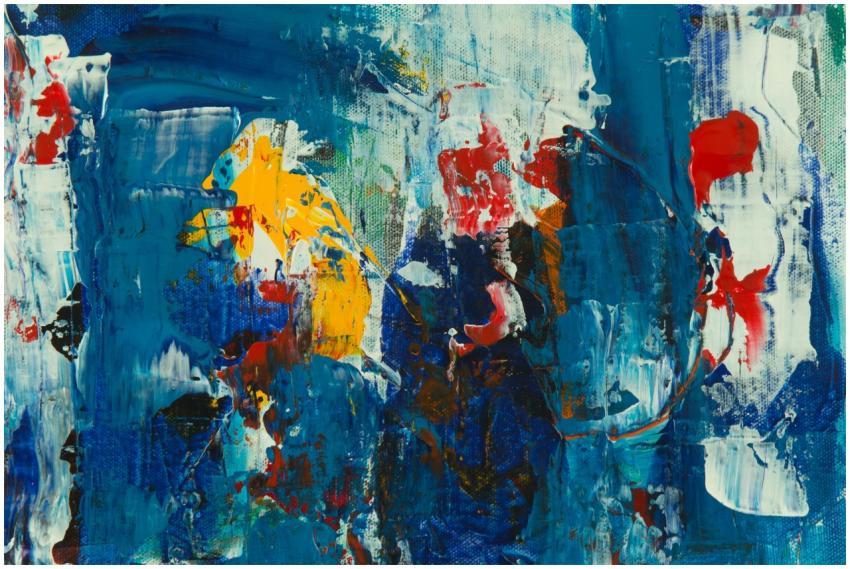 Vibrant abstract acrylic painting featuring colorf