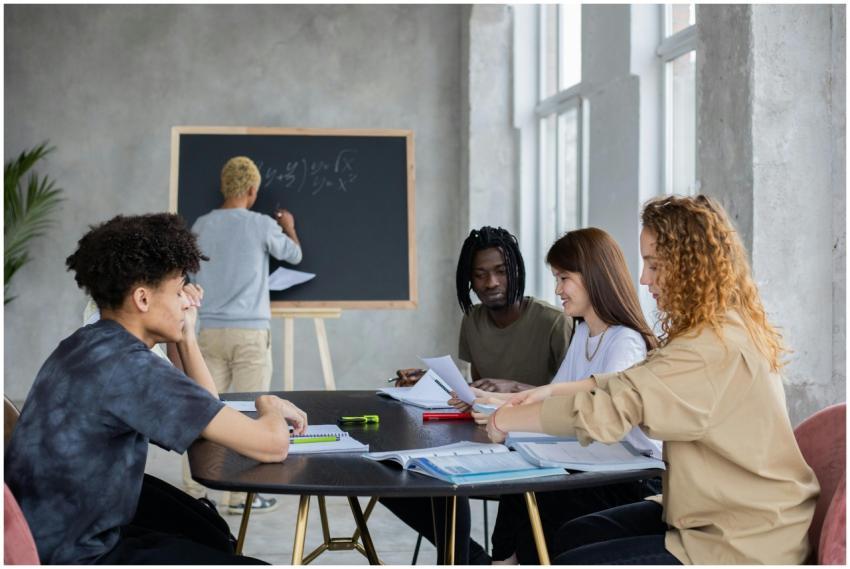 Unrecognizable male writing mathematical equation