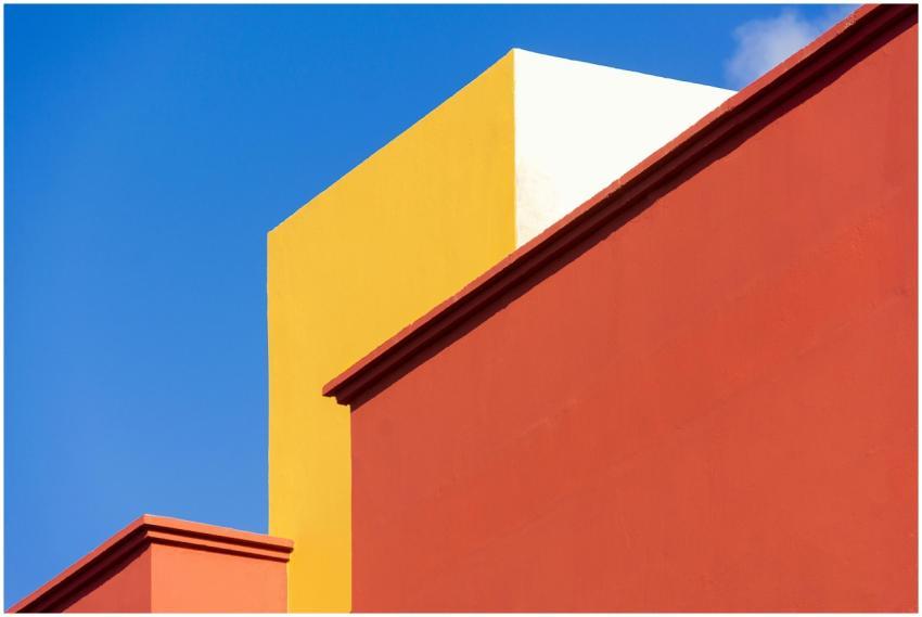 Vibrant abstract image of a building facade with g