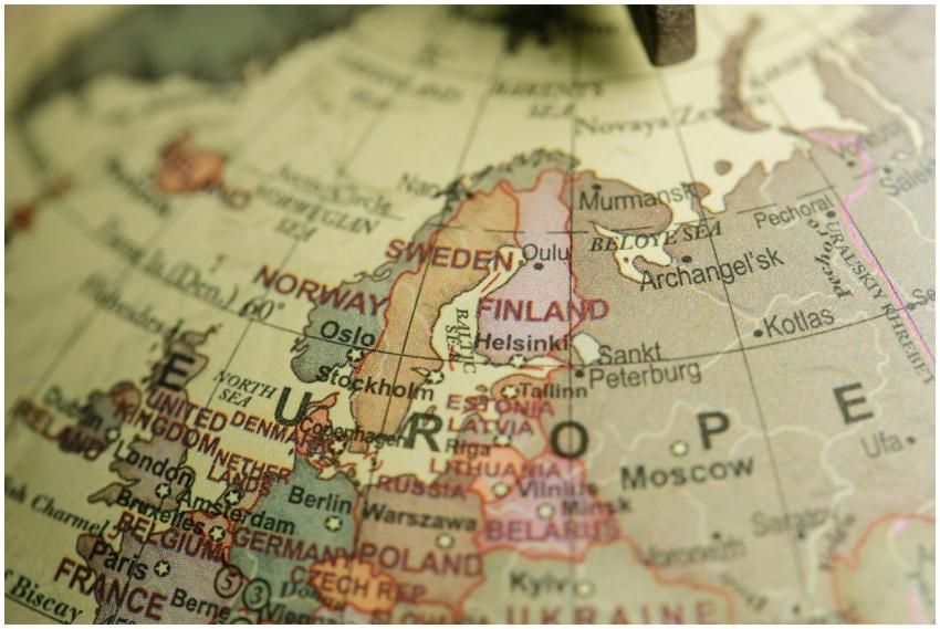 Detailed close-up image of a globe focusing on Nor