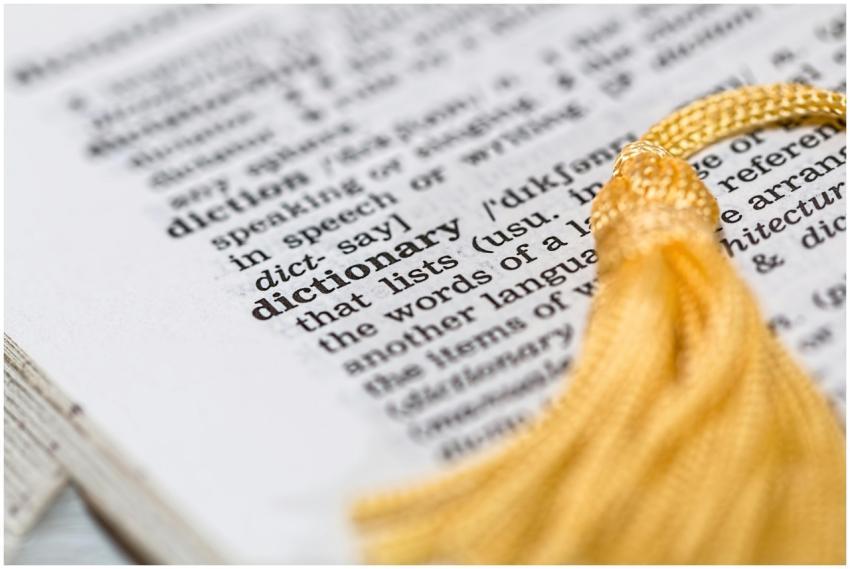 Close-up image of a dictionary page focused on the