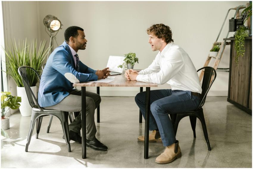 Two businessmen engaged in a professional discussi