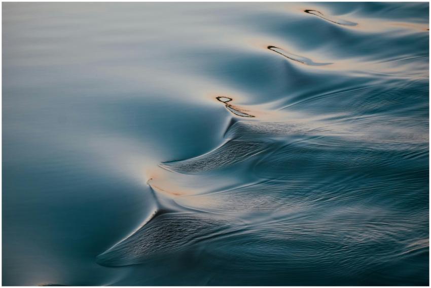 Serene close-up of gentle sea ripples reflecting t