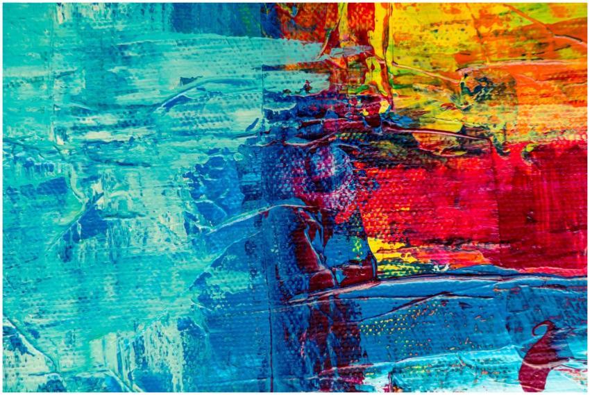 Colorful abstract painting with bold textures and