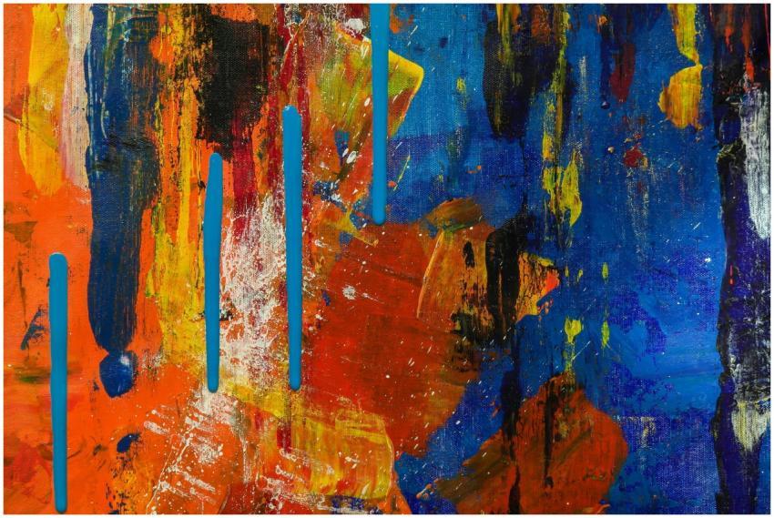 Colorful abstract acrylic painting with bold textu