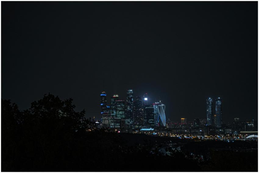 Stunning cityscape featuring illuminated skyscrape