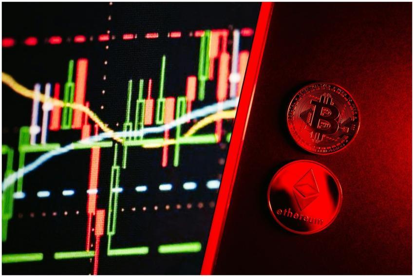 A vibrant image showcasing Bitcoin and Ethereum co