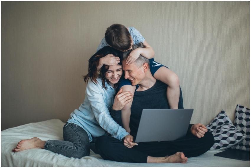 Family enjoying time together while working on a l