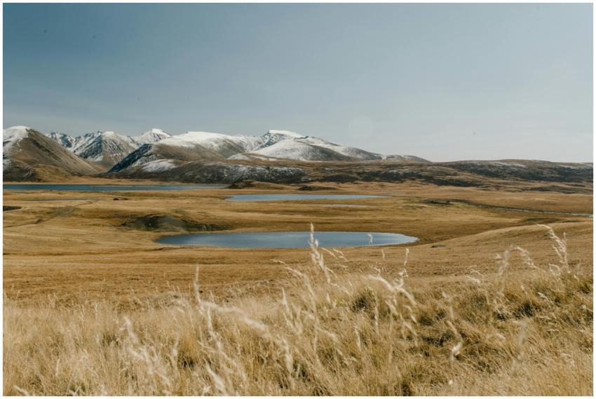 Breathtaking view of snow-capped mountains, serene
