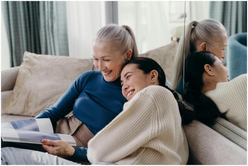A joyful moment between a mother and daughter embr