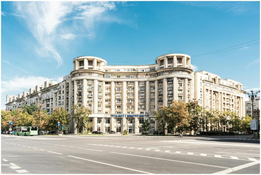 Impressive historic building in Bucharest, showcas