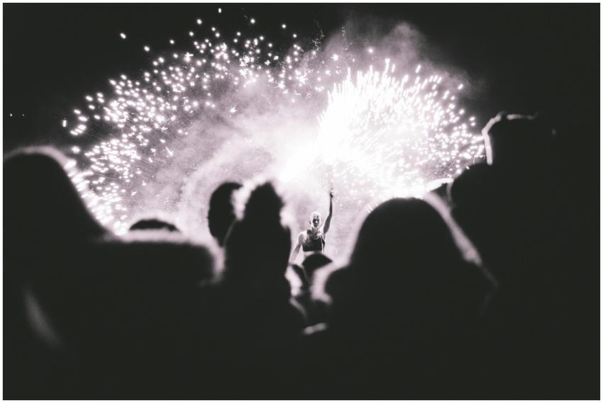 A dramatic black and white photo capturing a night