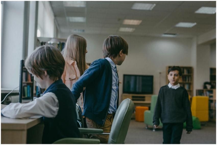 Young students in a modern classroom environment e