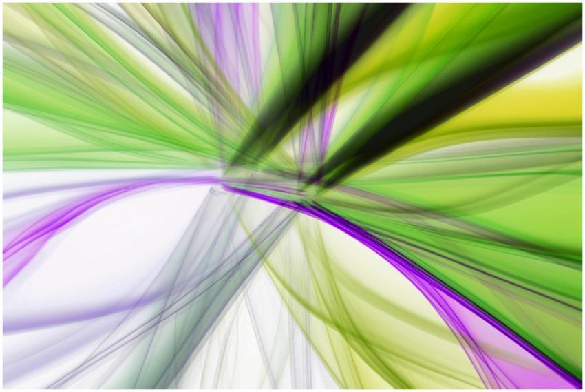 Dynamic abstract image featuring vibrant green and