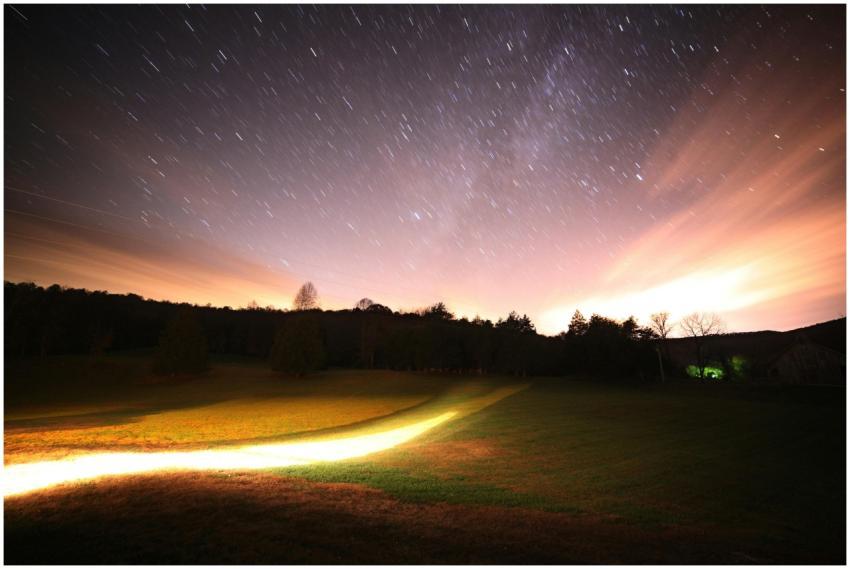 Captivating starry night sky with long exposure ov