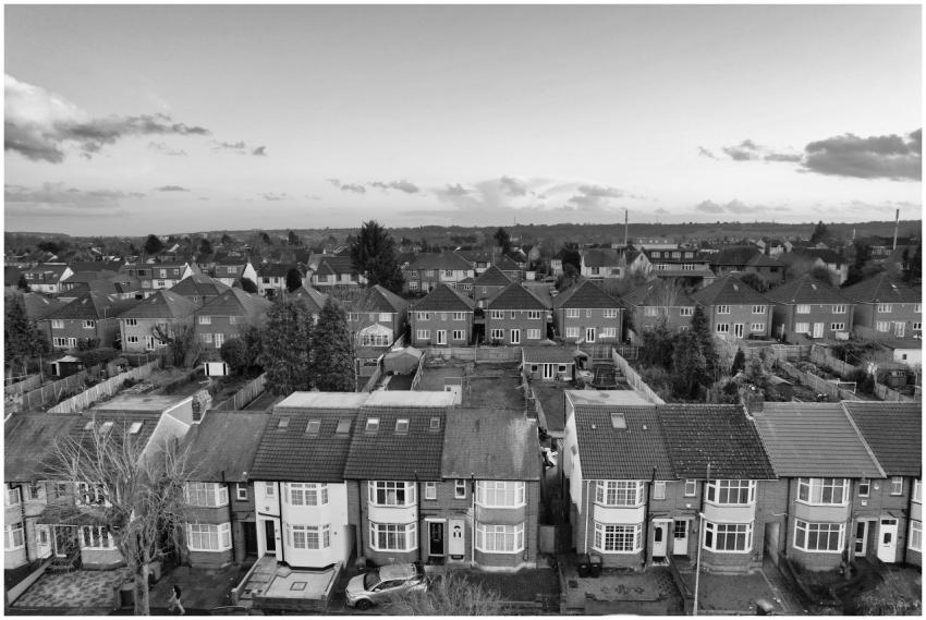 Aerial Suburban Neighborhood Uk