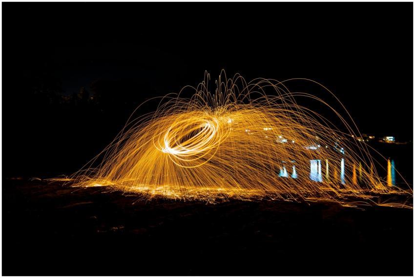 Captivating steel wool effect captured over water