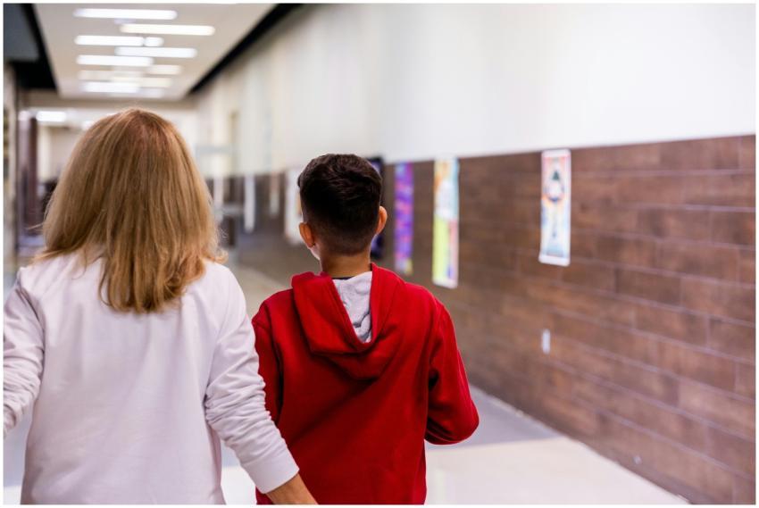 Teacher Student Walking School
