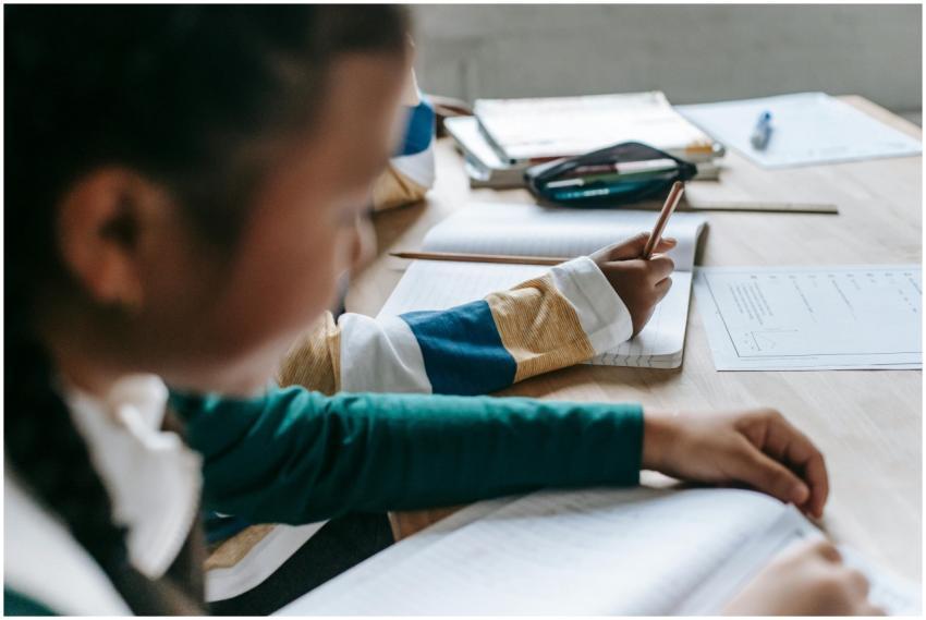 Young students focused on schoolwork at a classroo