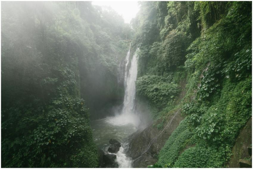 Wonderful Aling Aling Waterfall among lush greener