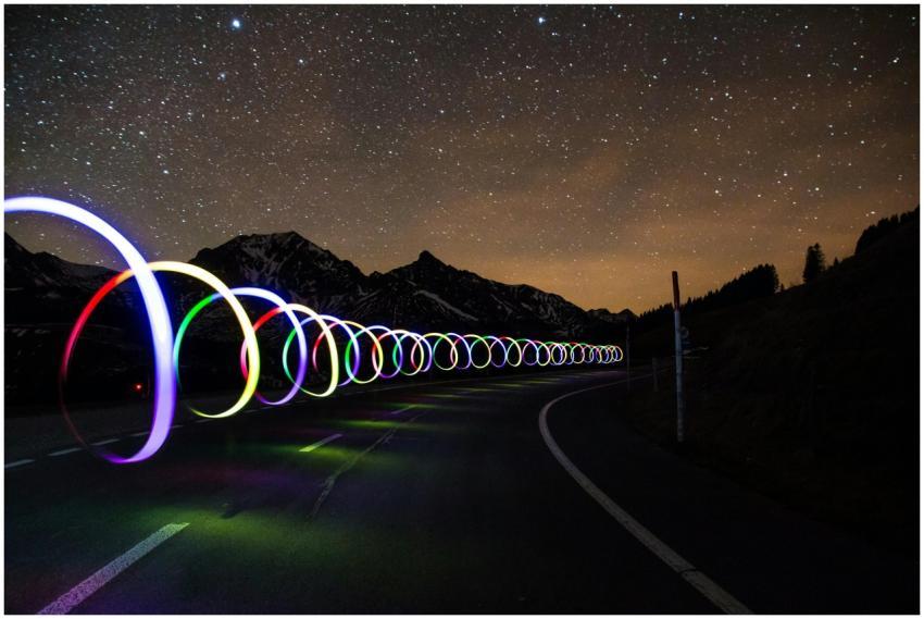 Enchanting long exposure of colorful light trails