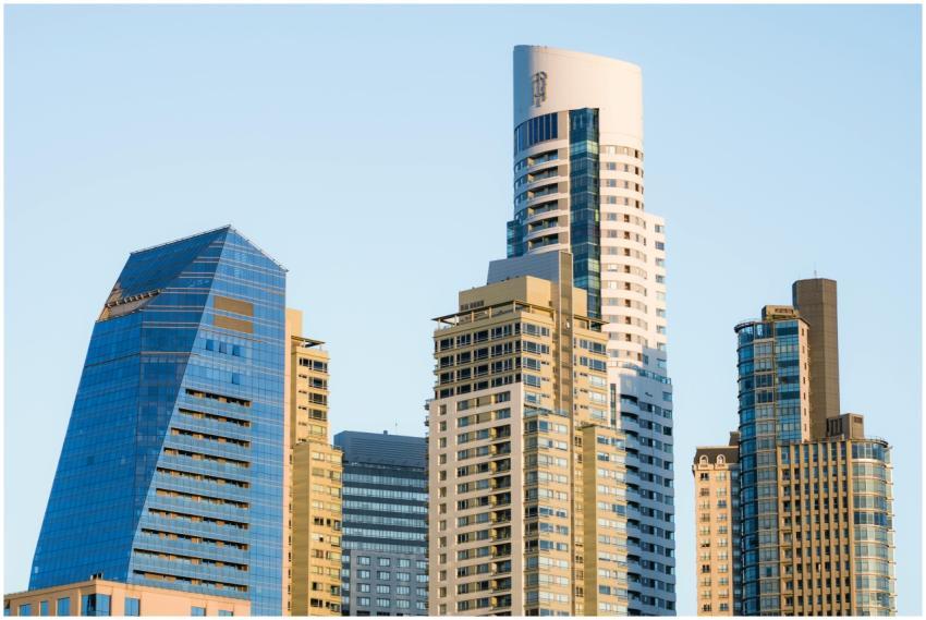 Contemporary skyscrapers in Buenos Aires with clea