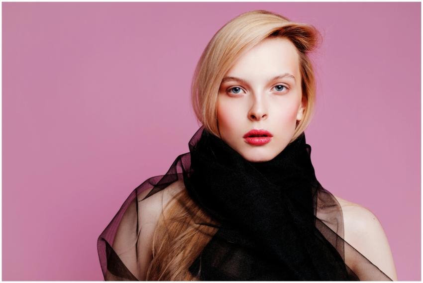 Striking portrait of a woman with blonde hair and