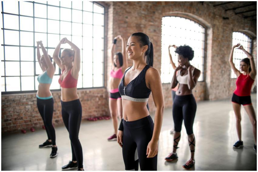 A diverse group of women enjoying a workout sessio