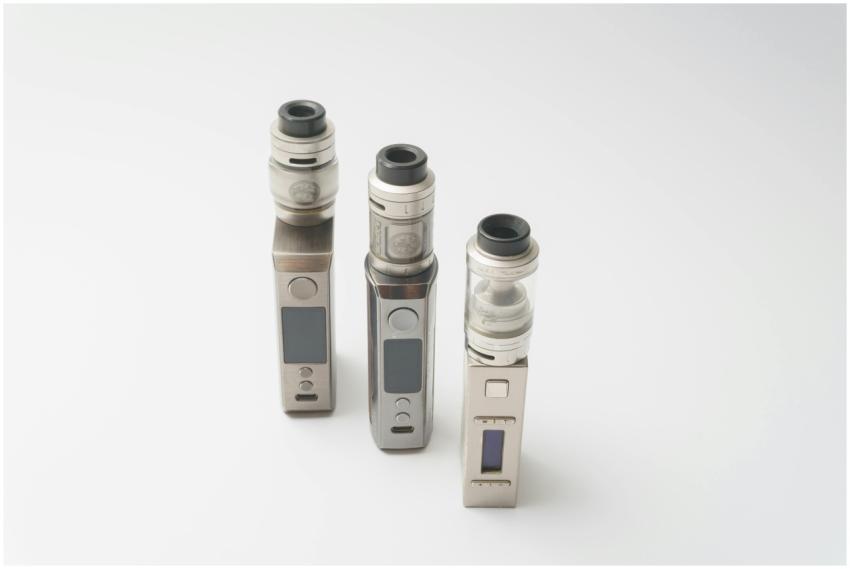 Three sleek vape devices displayed on a clean whit