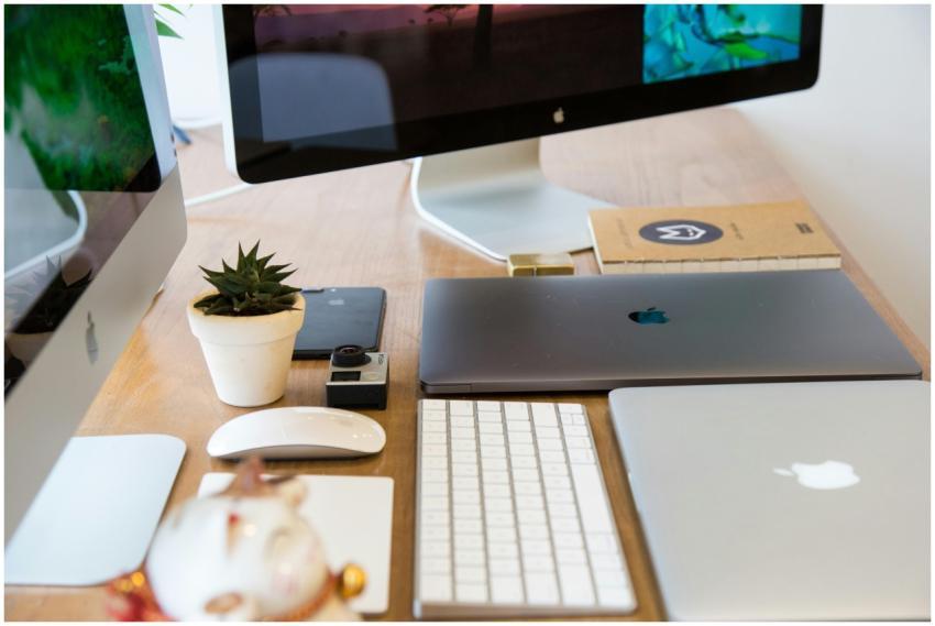 A clean and organized office workspace featuring A