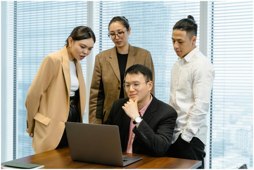 Group of professionals engaging in team collaborat