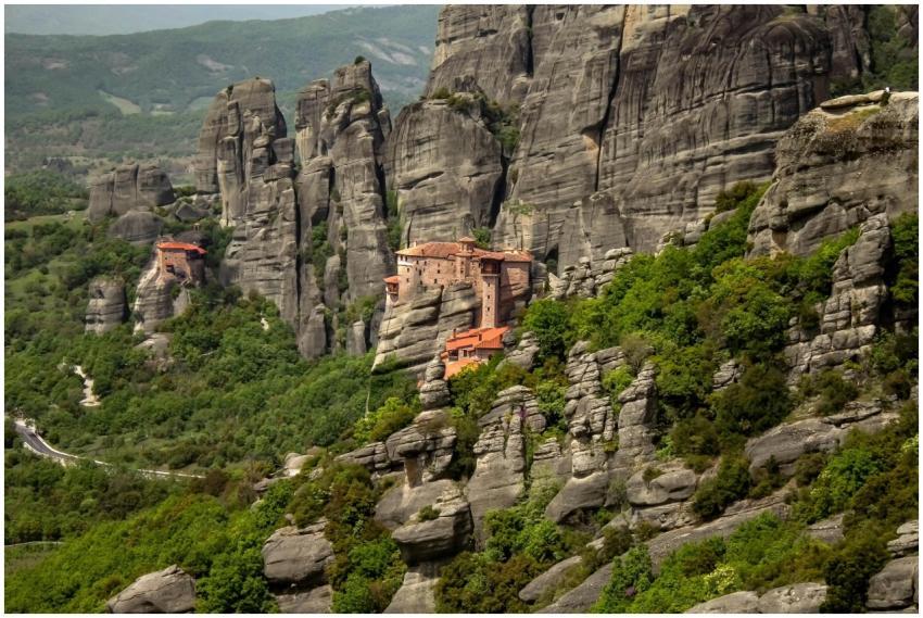 A breathtaking view of the Meteora monastery nestl