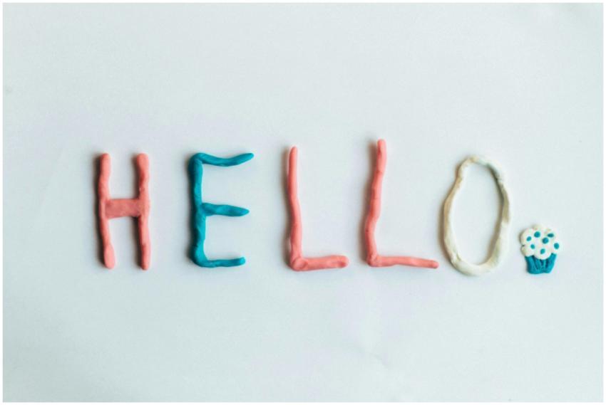 Creative hello greeting spelled out with colorful