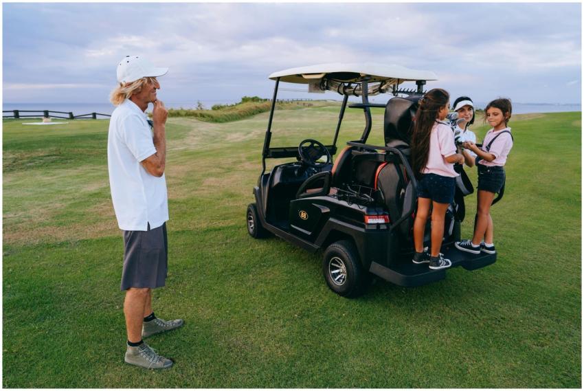 Group of people enjoying a day at the golf course