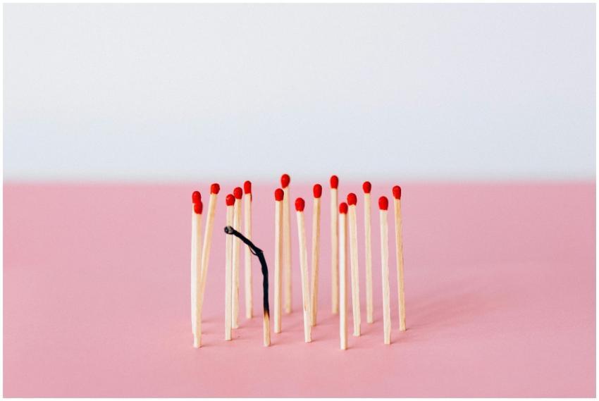 Artistic representation of burnout with matchstick