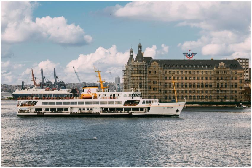 Passenger ferry cruising past the historic Haydarp