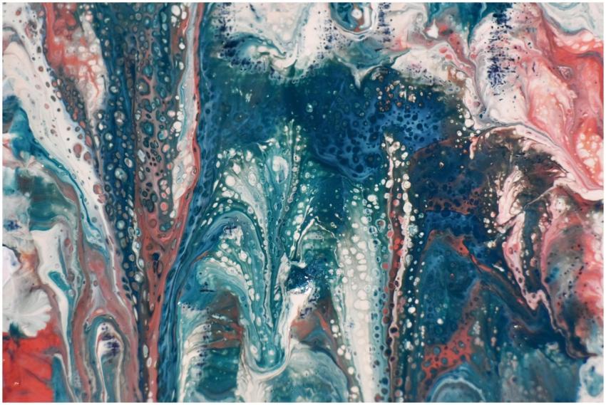 Vibrant abstract painting with flowing acrylic pat