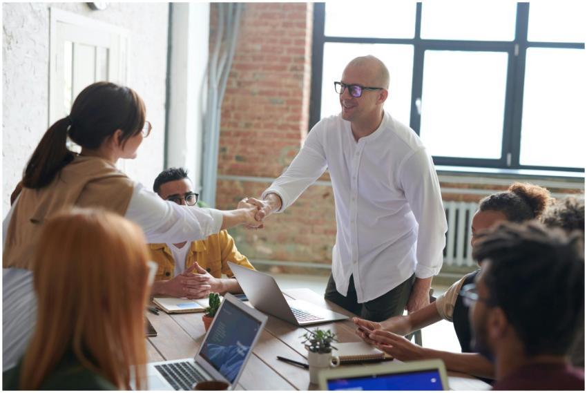 Multiethnic team having a productive meeting indoo