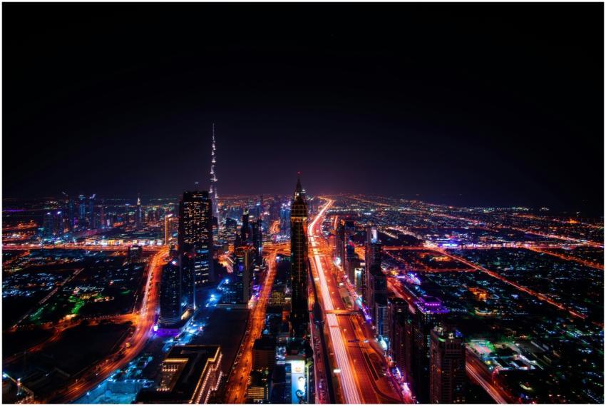 A breathtaking aerial view of Dubai's cityscape at