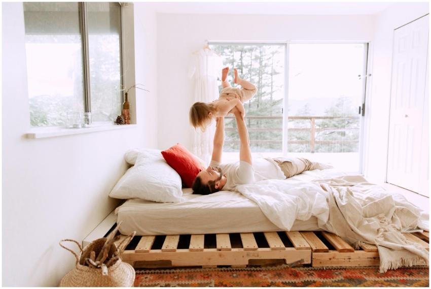 A father and daughter enjoying playful bonding tim