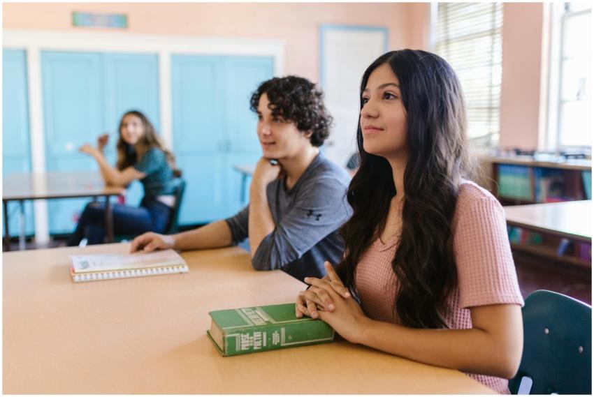 Students attentively sitting in a classroom, engag
