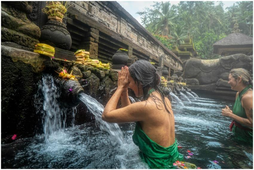Women participating in a sacred water purification