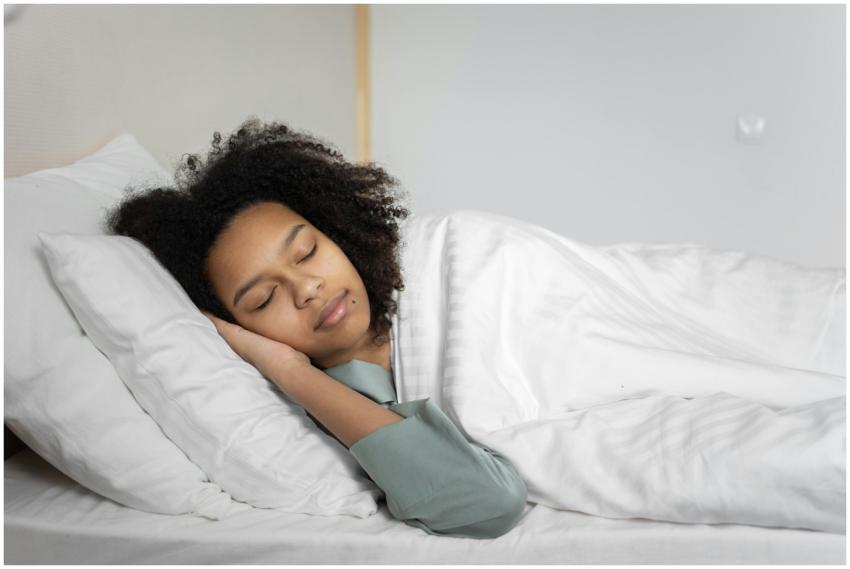 A serene scene of a woman with afro hair peacefull