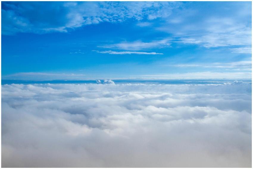 A stunning aerial view of fluffy clouds under a br
